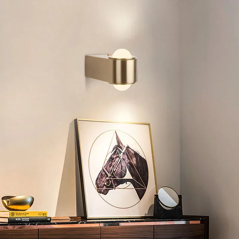 Afralia™ Modern Copper Base Wall Lamp Lights for Indoor Outdoor Home Hotel Bedroom Corridor