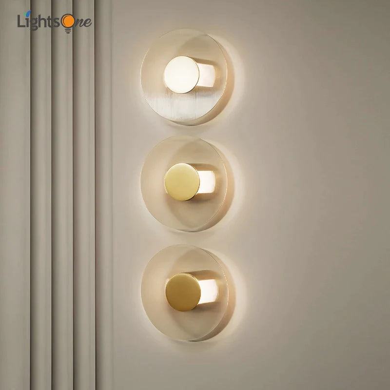 Afralia™ Round Glass Luxury Wall Lamp for Bedroom Bedside Background Wall Light