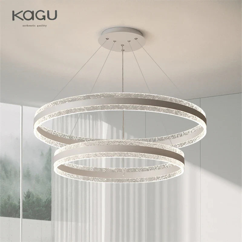 Afralia™ Circle Rings LED Chandelier for Living & Dining Room - Modern Acrylic Aluminum Lighting
