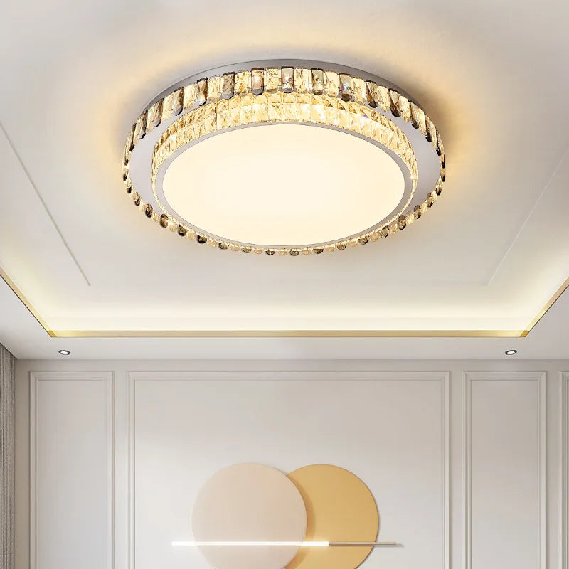 Afralia™ Modern Crystal LED Ceiling Chandelier for Living Room and Bedroom
