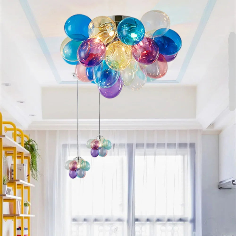Afralia™ Modern Colour Bubble Chandelier for Living Room Bedroom Decor, Industrial Pendant Lighting