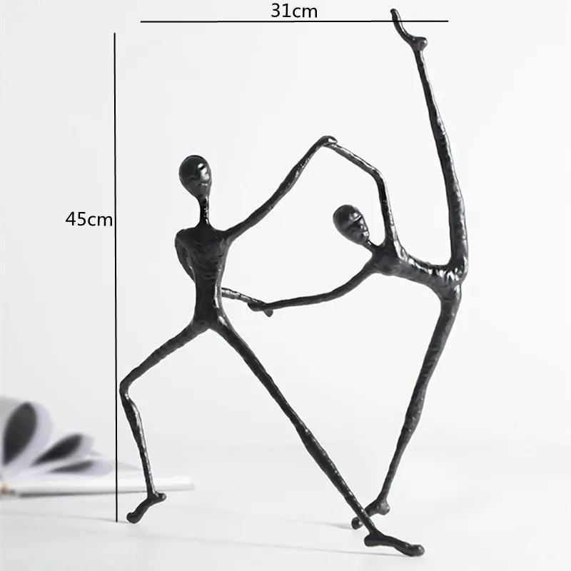 Afralia™ Black Metal Sports Figure Sculpture for Elegant Home Decor