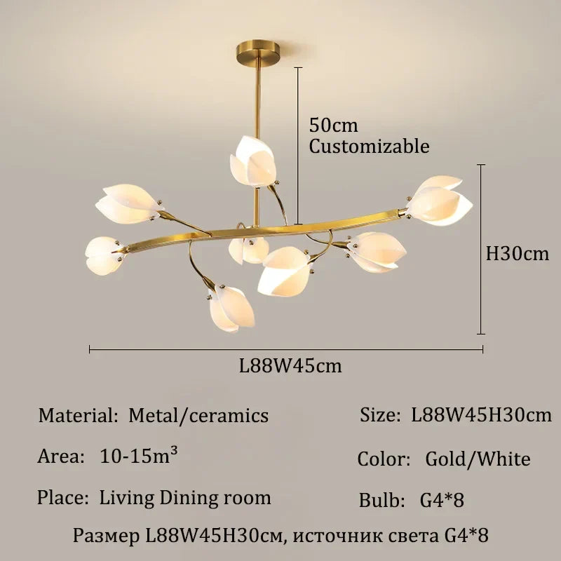 Afralia™ French Cream Ceramic Chandelier LED Pendant Light Fixture