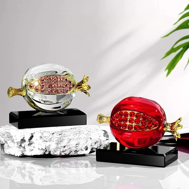 Afralia™ Crystal Pomegranate Figurine | Transparent Fruit Sculpture for Home Decoration