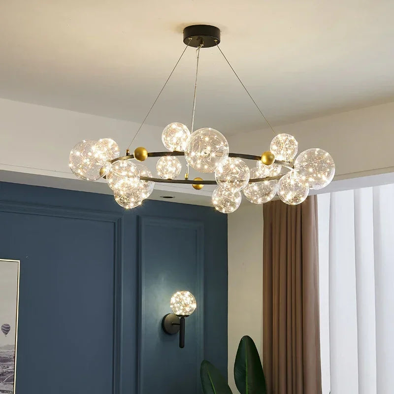 Afralia™ Star Bright LED Chandelier for Parlor Dining Room Bedroom Bar Atmosphere