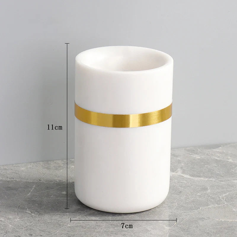 Afralia™ White Marble Gold Bathroom Set