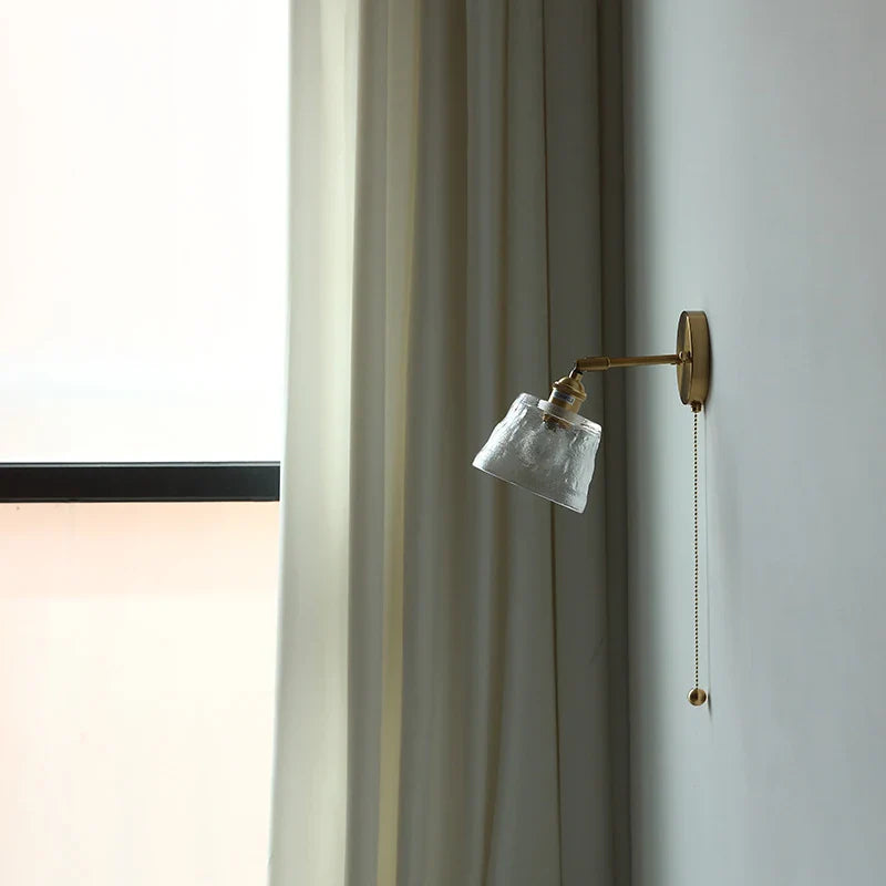 Afralia™ Copper LED Wall Lights Clear Glass Switch Bedside Lamp Nordic Modern
