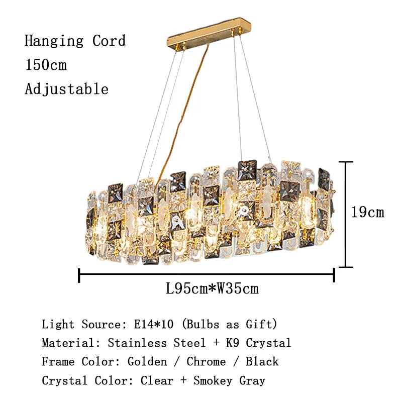 Afralia™ Crystal Pendant Chandelier for Modern Living Room and Restaurant Lighting