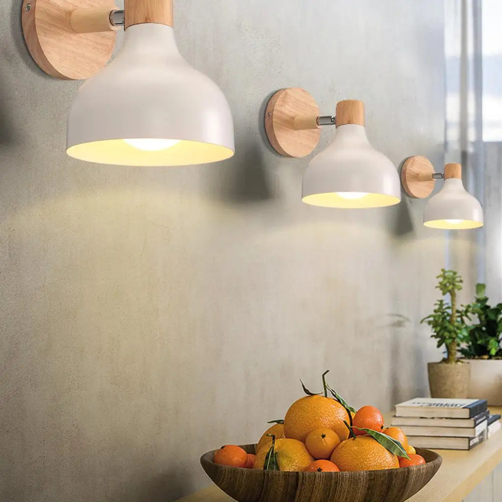 Afralia™ Nordic Wood Macaron Wall Sconce E27 Home Lighting Fixture