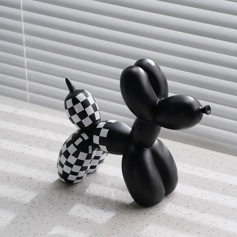 Afralia™ Plaid Balloon Dog Ornament: Modern Art for Home Office Decor & Gifting