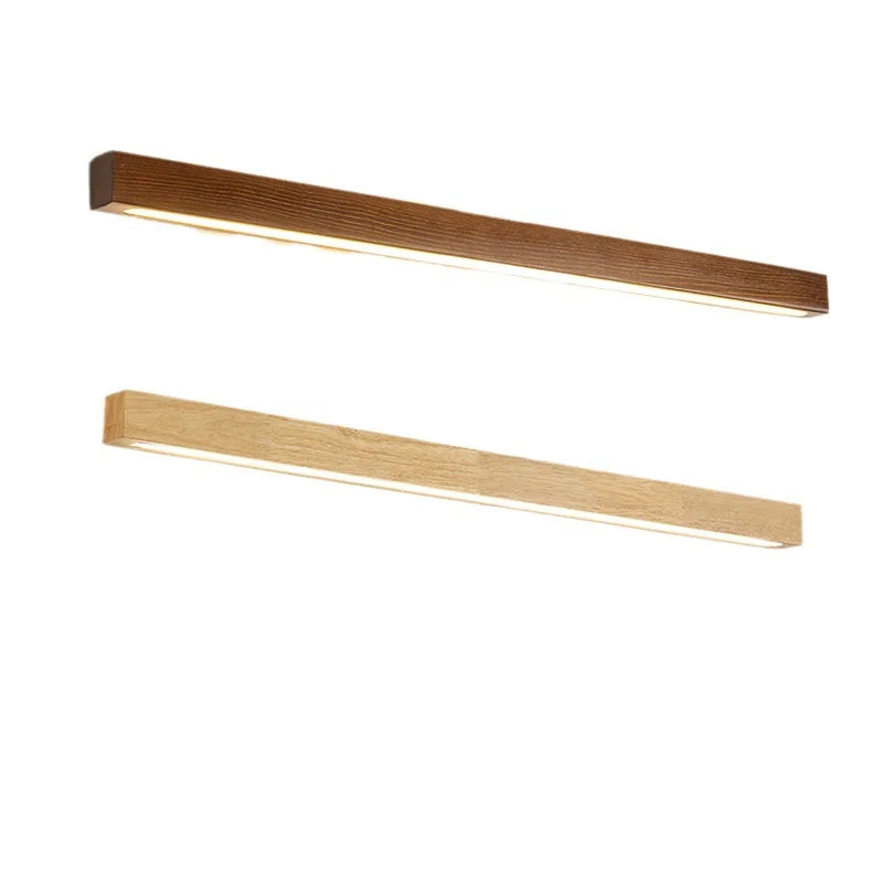 Afralia™ Solid Wood Minimalist Long Strip Wall Lamp for Living Room Bedroom Decoration