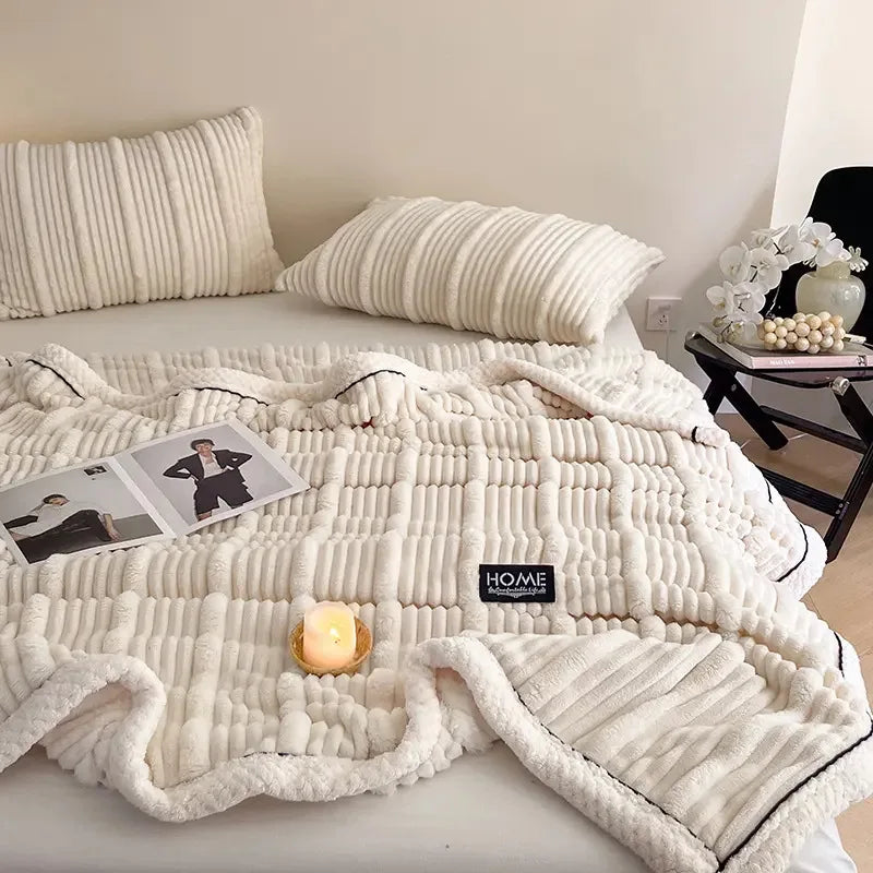 Afralia™ Cozy Faux Rabbit Plush Blanket for Autumn/Winter - Soft Milk Velvet Nap Blanket