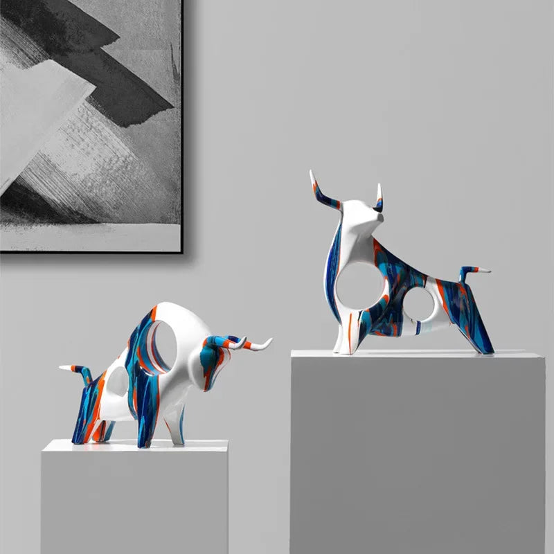 Afralia™ Modern Cow Sculpture TV Cabinet Decoration Crafts