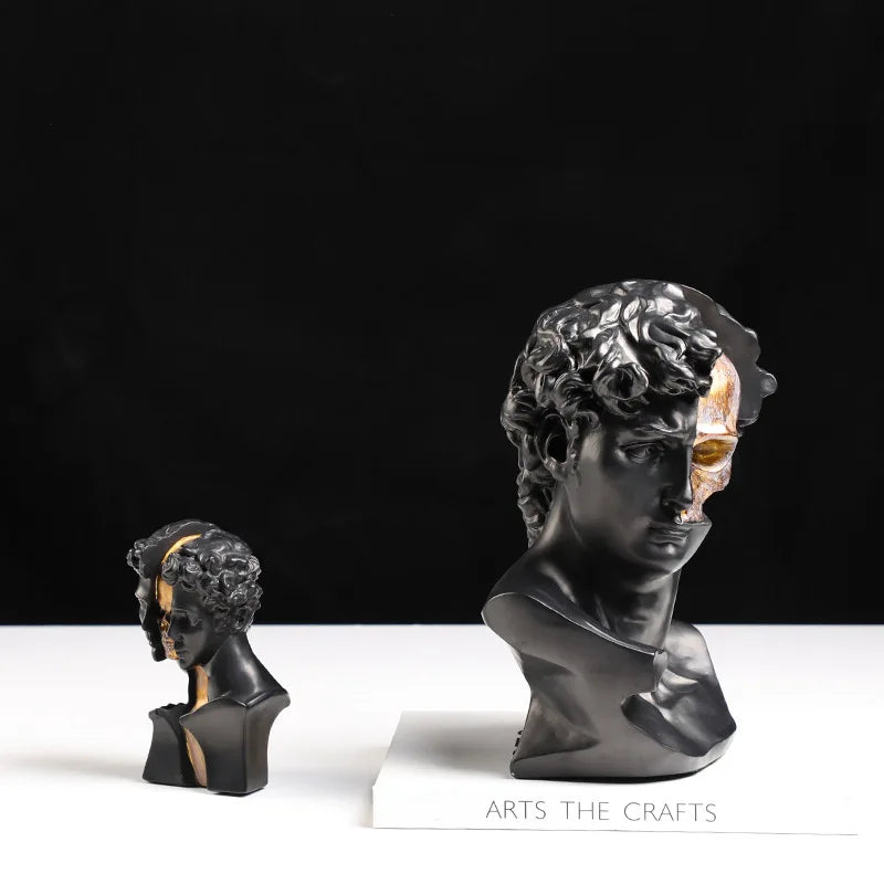 Afralia™ Golden Skeleton Abstract Resin Statue Home Decor Figure