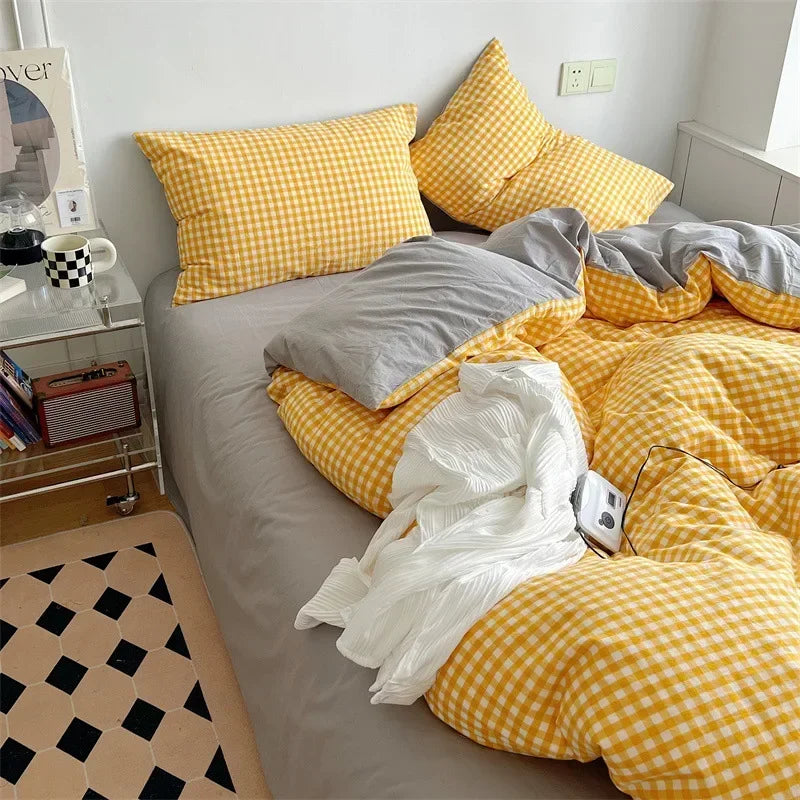 Afralia™ Japanese Style Cotton Printed 4Pcs Bedding Set with Double-Sided Design