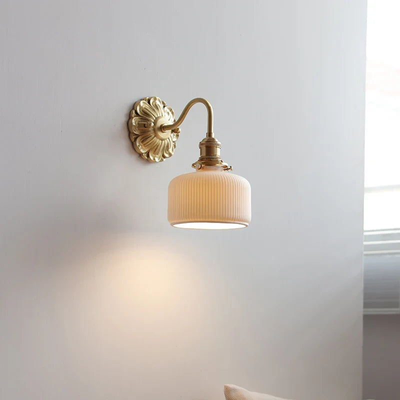 Afralia™ Ceramic LED Wall Lights: Modern Japan Style Copper Base Sconce for Home Decor