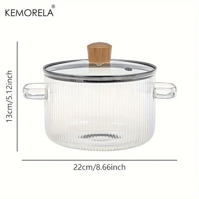 Afralia™ Heat-Resistant Glass Cooking Pot with Lid - 1.6L | Versatile Soup and Stock Pot