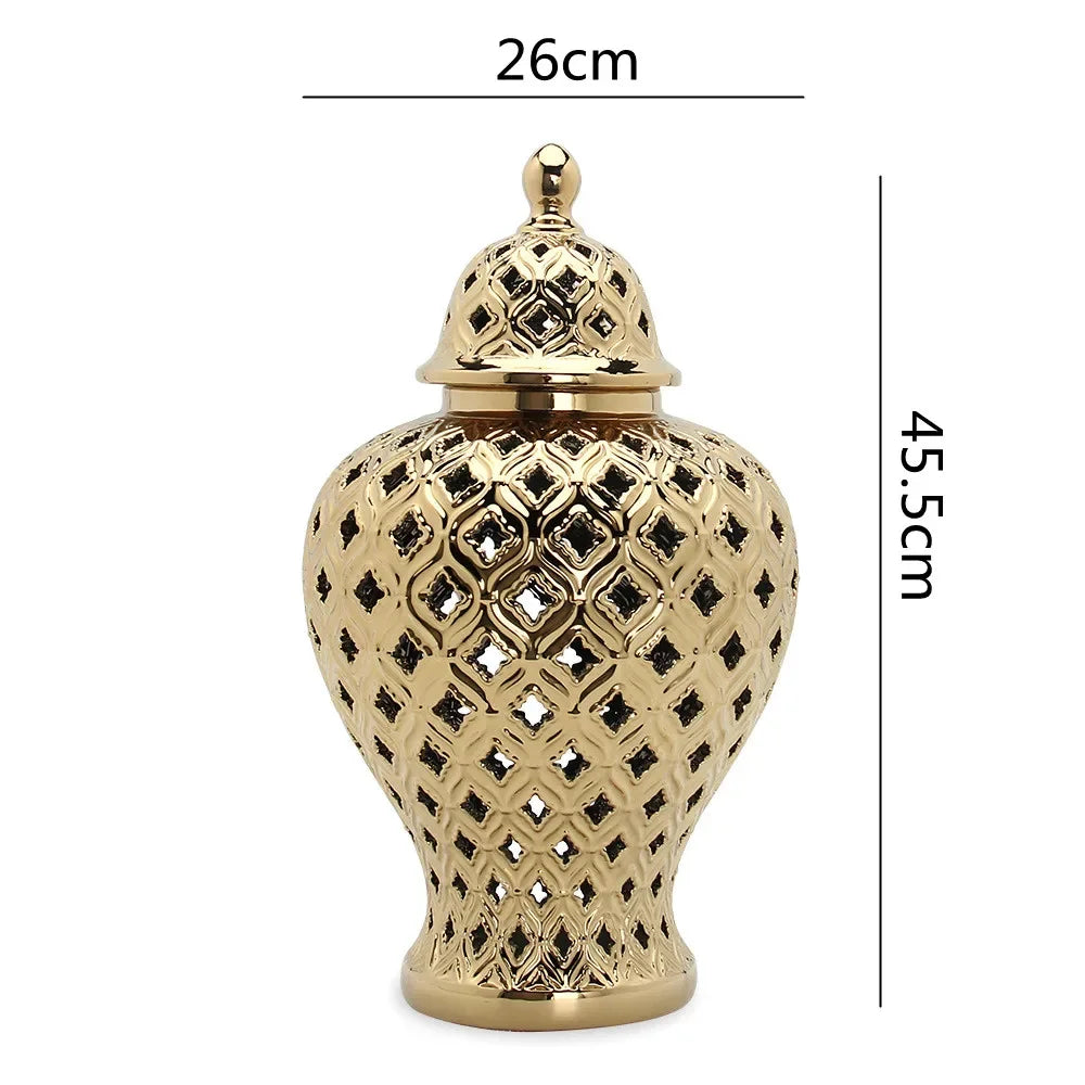 Afralia™ Hollow Out General Jar Vase Art Decorative Home Decoration