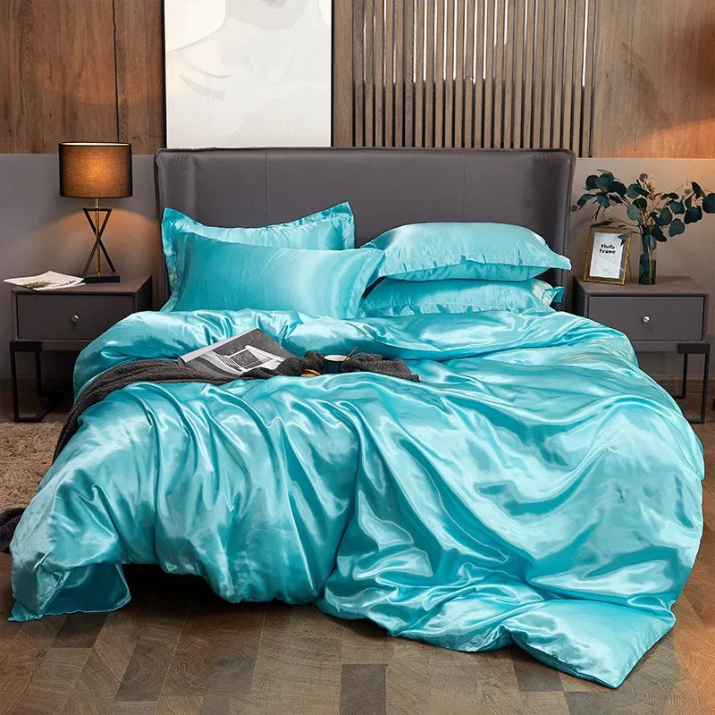 Afralia™ Nordic Silk Comforter Cover Set for Single Double, Smooth & Skin Friendly