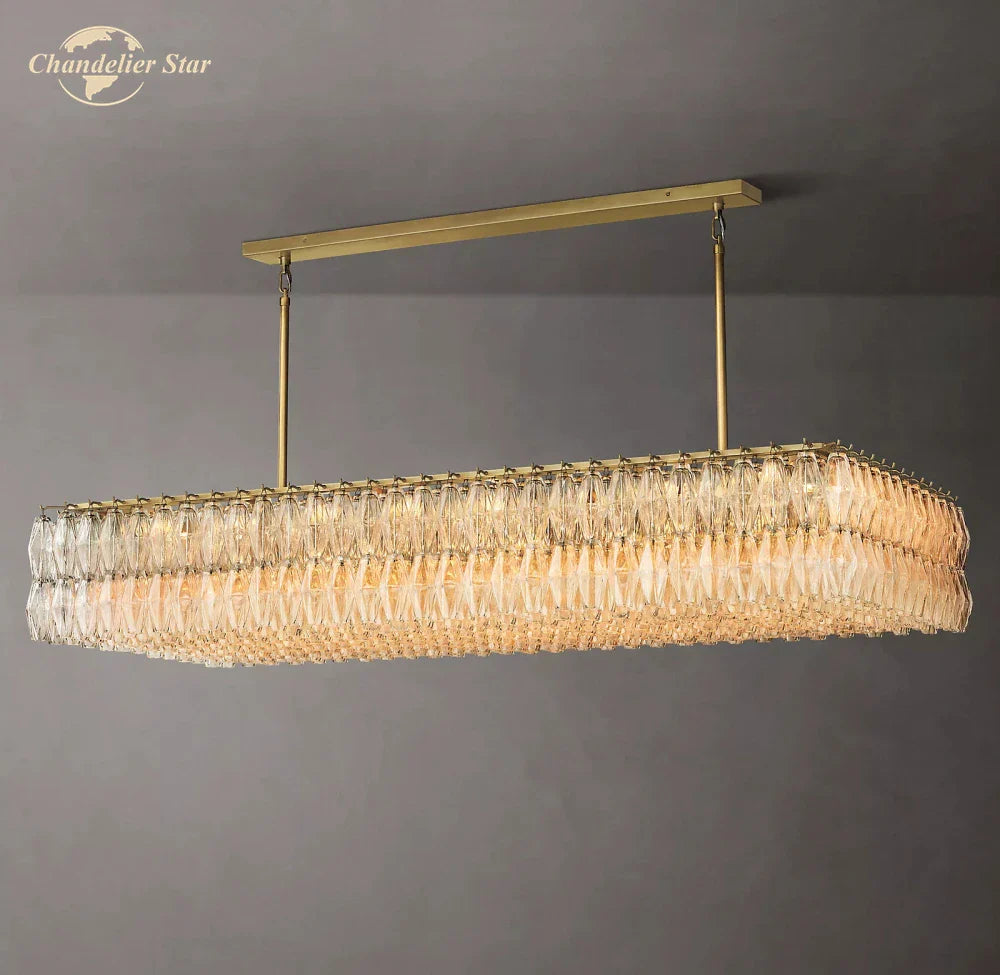 Afralia™ Modern Farmhouse Clear Glass Chandelier - Chic Dining & Living Room Hanging Light