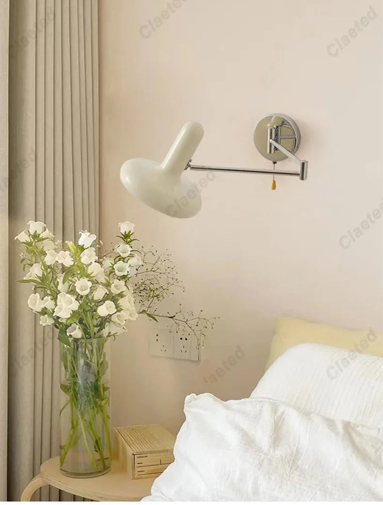 Afralia™ Nordic Cream Style Retractable Wall Lamp LED E27 Bulbs Creative Rocker Lamp