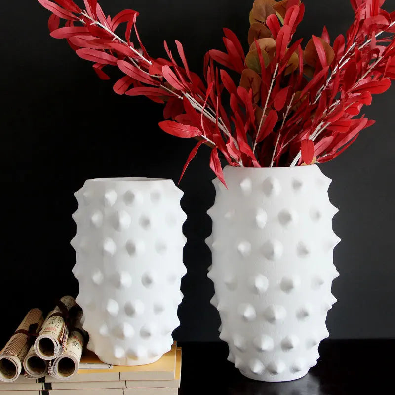 Afralia™ Black Ceramic Flower Vase Sea Cucumber Pineapple Design Unique Home Decor