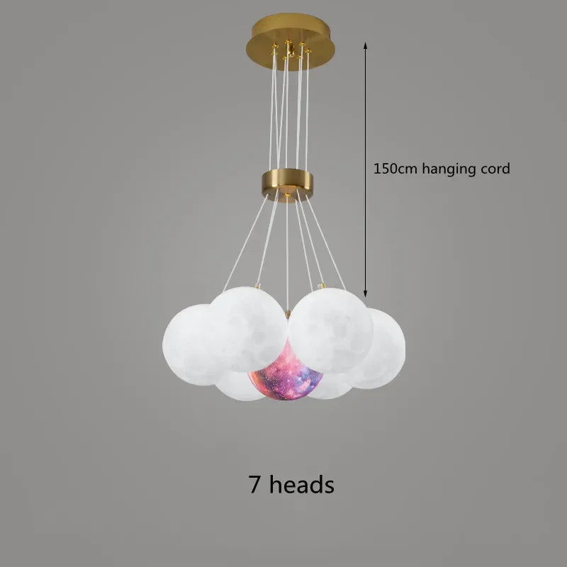 Afralia™ LED Lunar Ball Chandeliers for Living Bedroom Home Decor Lighting