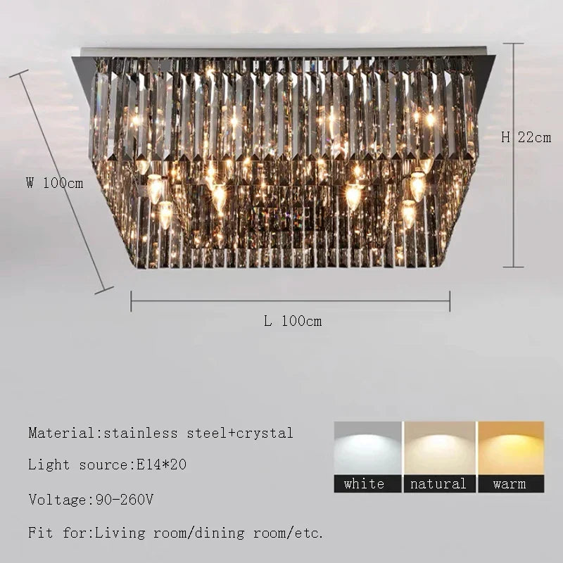 Afralia™ Luxury Black Crystal Ceiling Light for Modern Home Decor and Lighting