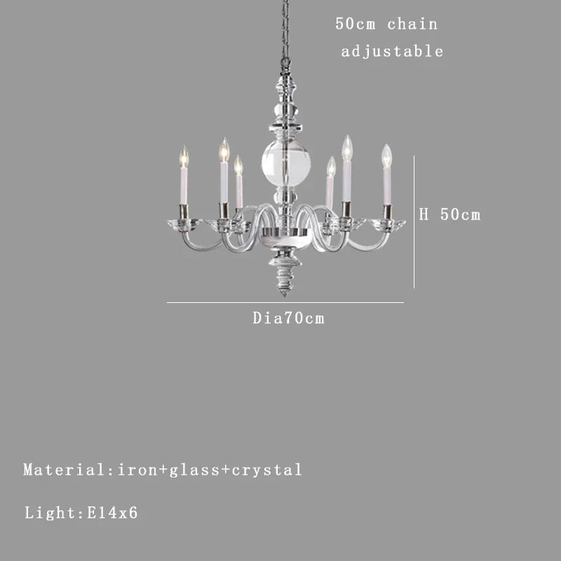 Afralia™ Silver Branch Glass Candle Chandelier for Elegant Dining Table Décor