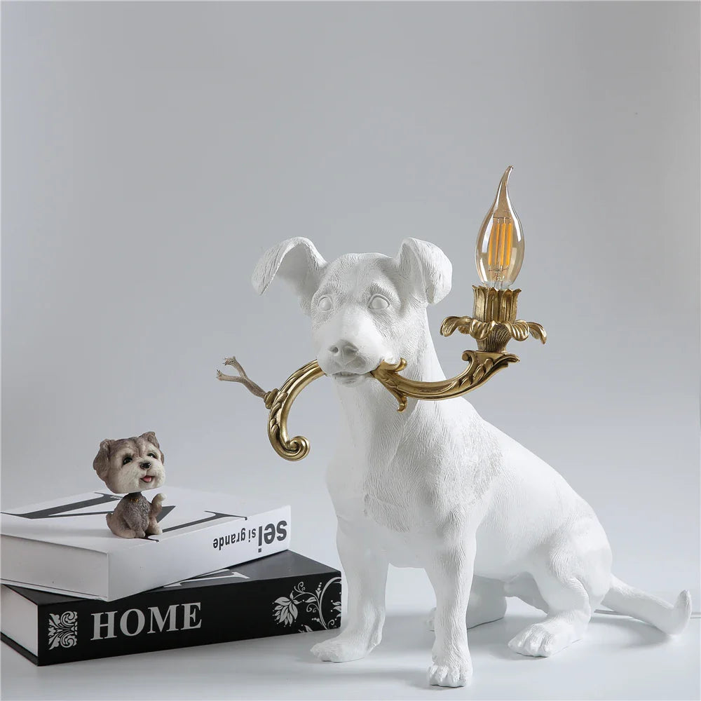 Afralia™ Resin Puppy Table Lamp: Modern Creative Home Decor Bedroom Living Room Gift