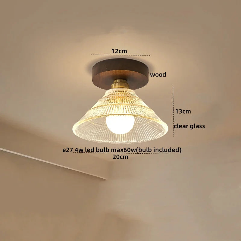 Afralia™ Wood Glass LED Ceiling Lights Modern Luminaria De Teto for Home Décor