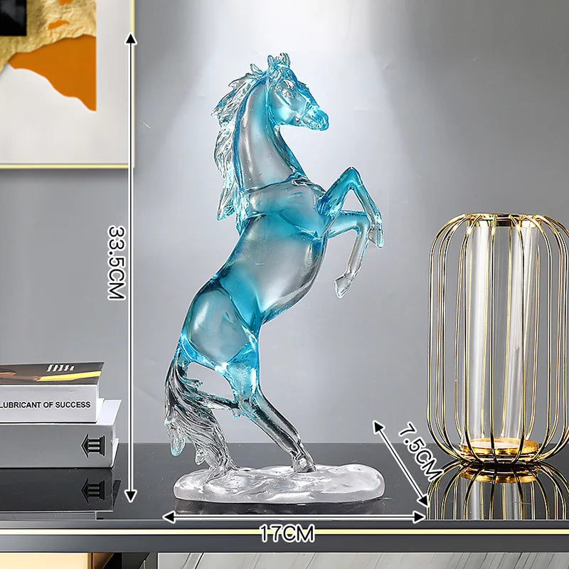 Afralia™ Horse Resin Ornament: Simulation Animal Sculpture, Transparent Colored Decor, Home Figurine