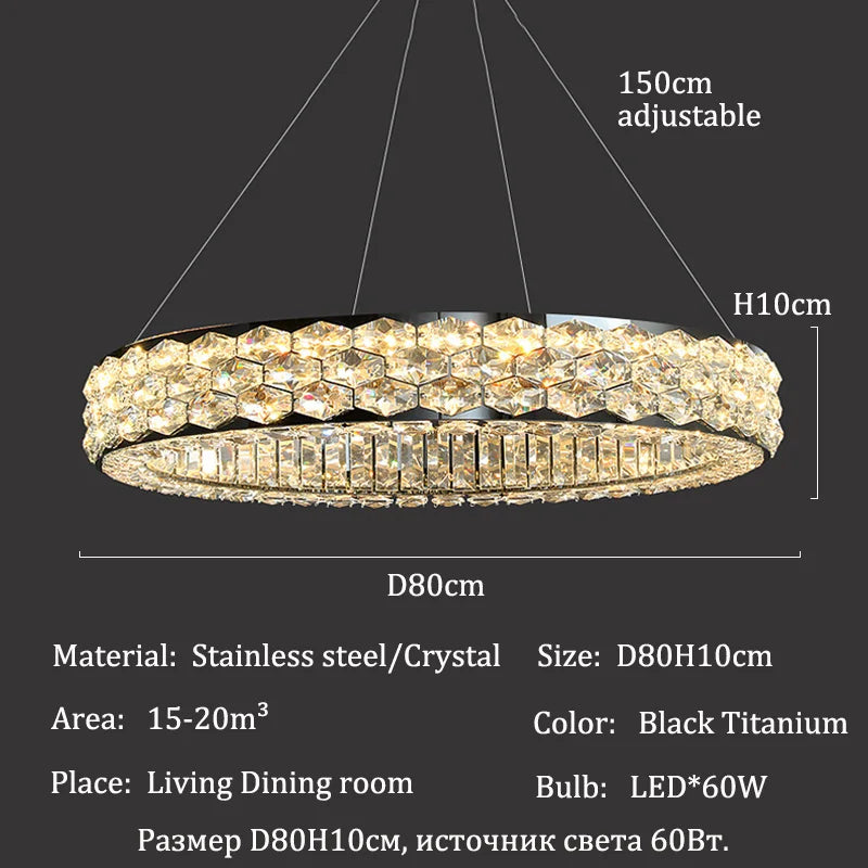 Afralia™ Nordic Crystal LED Pendant Light Chandelier for Luxury Living Room