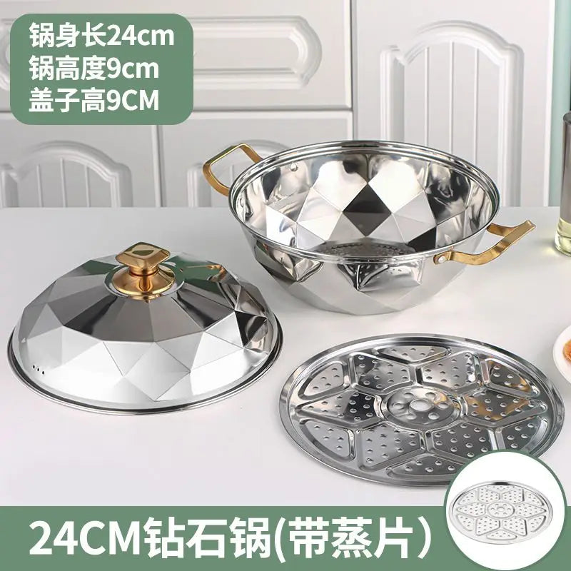 Afralia™ Stainless Steel Double Layer Steam Pot for Induction Cooker - Kitchen Essential