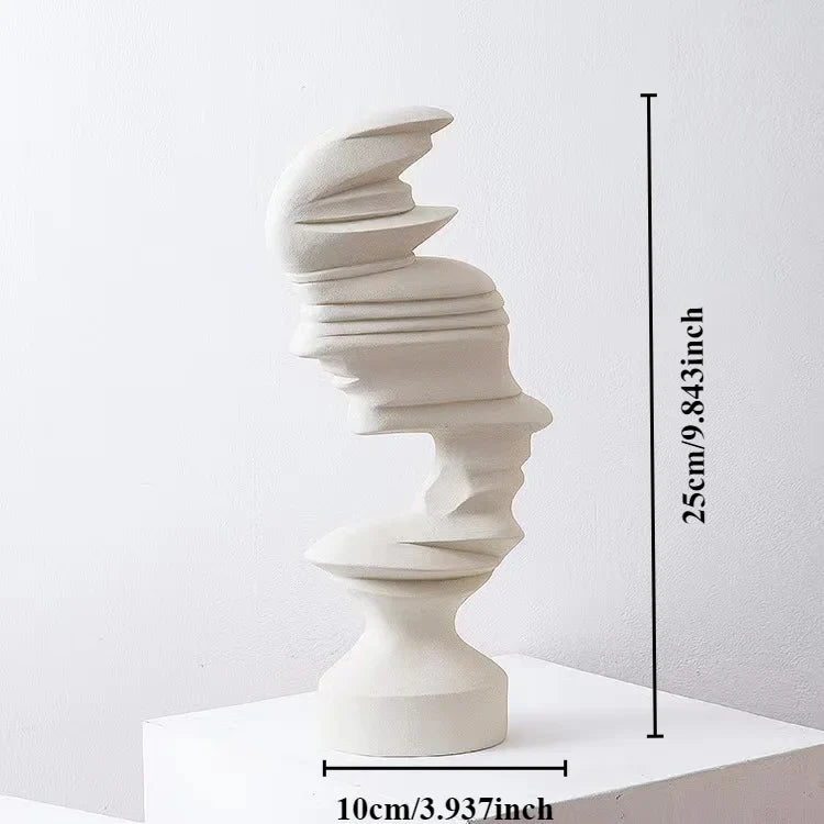 Afralia™ Abstract Human Face Sculpture for Nordic Style Home Decor & Office Handicraft Gift