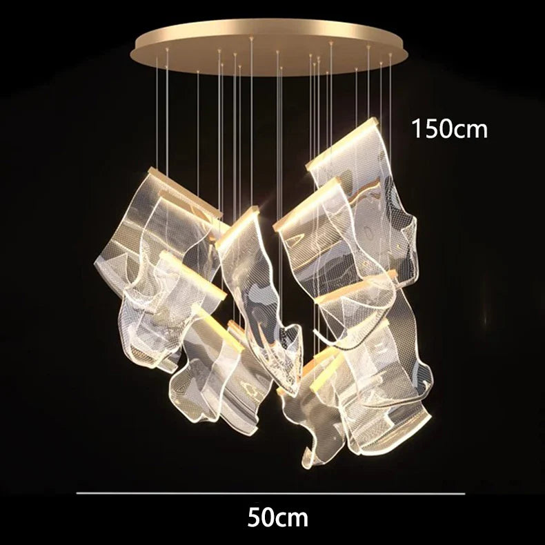 Afralia™ Crystal Chandelier Stair Pendant Living Room Lighting Modern Interior Pendant Lights