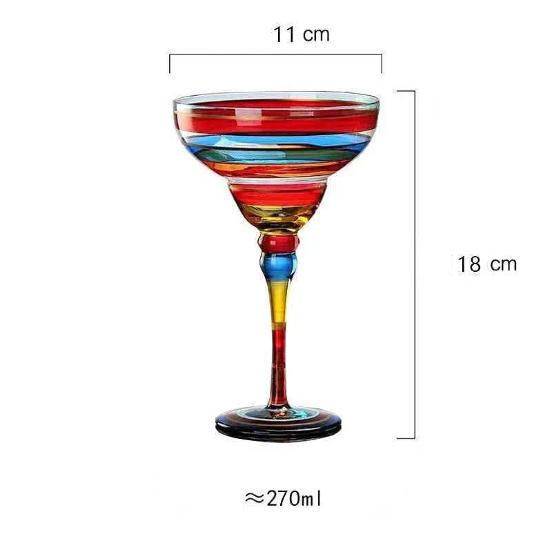 Afralia™ Handmade Colorful Margarita Wine Glasses Set for Home Bar, Wedding Party Drinkware