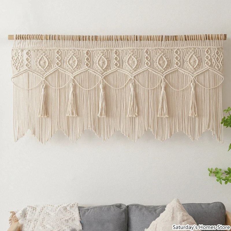 Afralia™ Boho Macrame Door Curtain Handmade Cotton Rope Wall Hanging Tapestry Boujee Decor