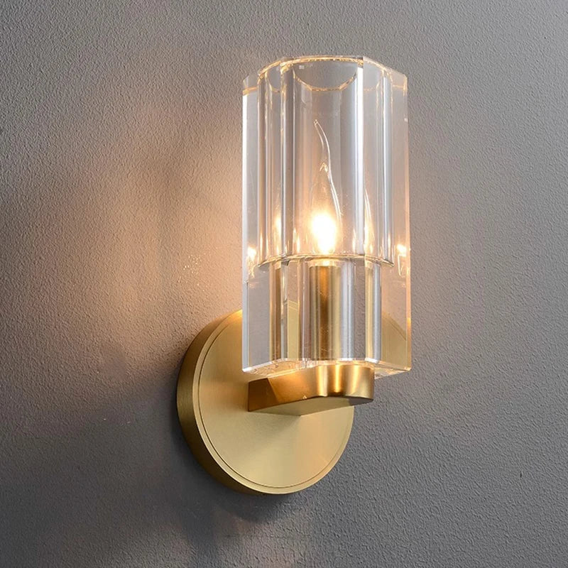 Afralia™ Bronze Copper Crystal Wall Lamps Luxury Lighting Fixture for Aisle Bedside Decor.