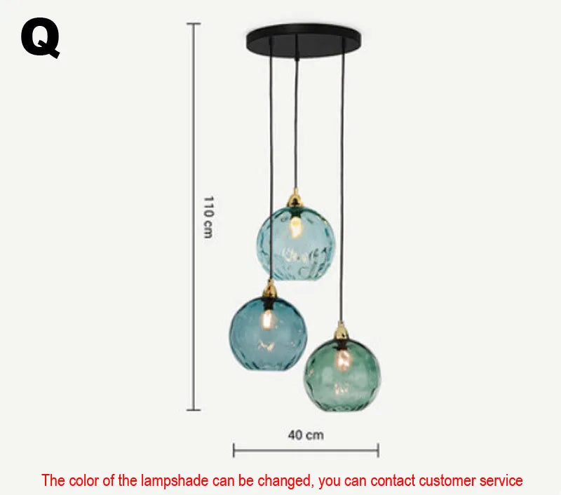 Afralia™ Glass Ball Lustre Pendant Lights - Modern Kitchen Hanging Fixture