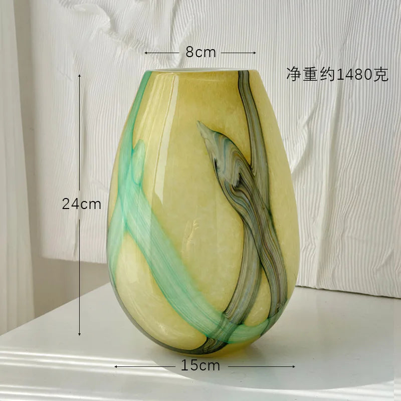 Afralia™ Irregular Geometric Graffiti Glass Vase for Floral Arrangement and Home Decoration