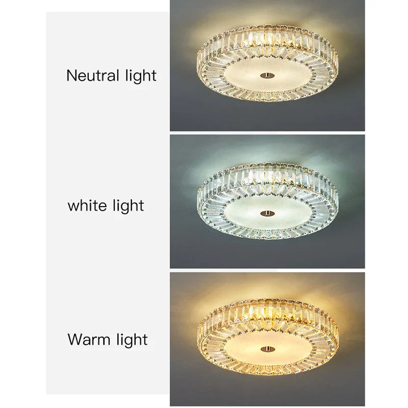 Afralia™ Crystal Round Ceiling Lamps LED Indoor Lighting Luxury Chandelier for Modern Home