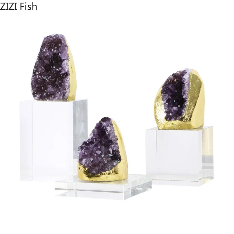 Afralia™ Amethyst Crystal Base Desk Ornament for Room Aesthetics