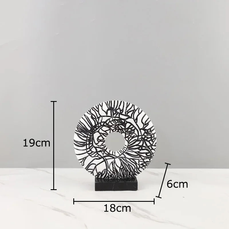 Afralia™ Circle Ornament Desk Decoration Resin Ring Statue Modern Crafts Decor