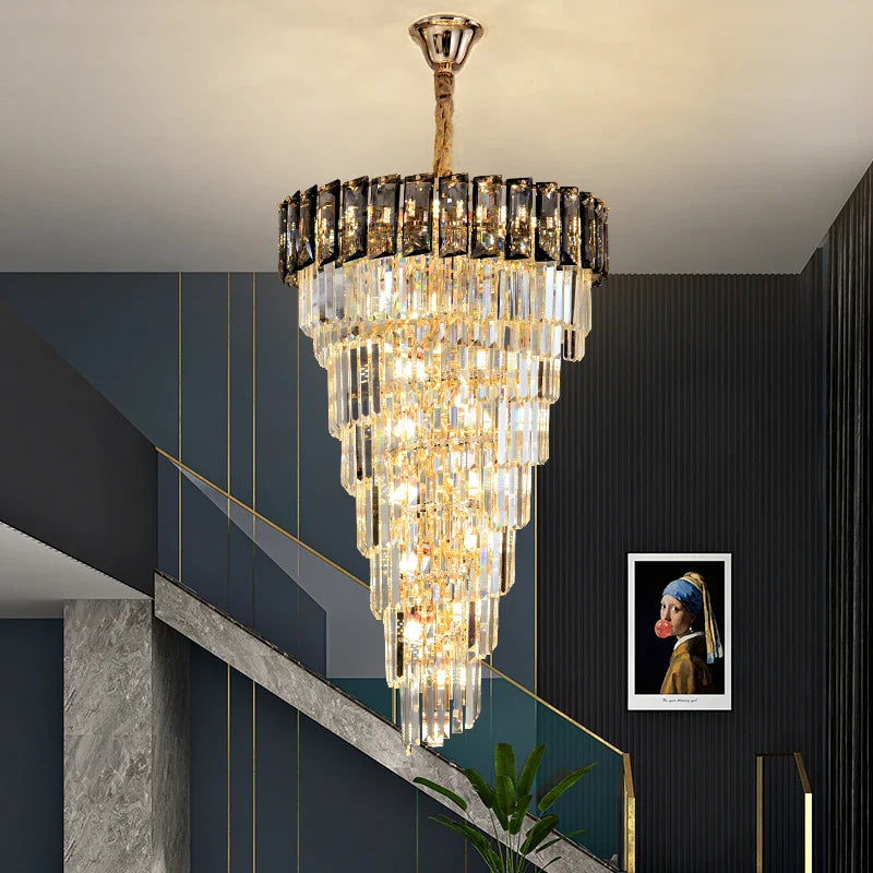 Afralia™ Amber Crystal Chandelier for Living Room in French Light Luxury Style