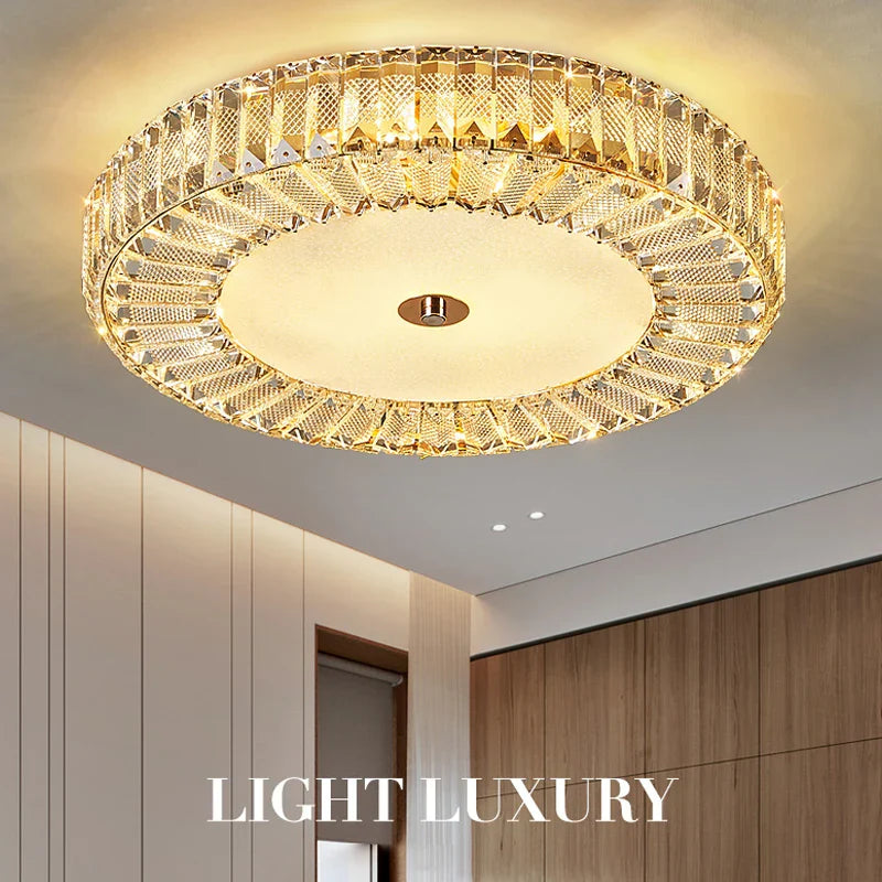Afralia™ Crystal Round Ceiling Lamps LED Indoor Lighting Luxury Chandelier for Modern Home