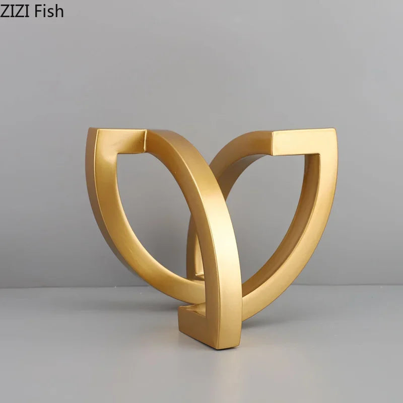 Afralia™ Geometric Metal Statue Desk Decoration Modern Sculpture Room Decor