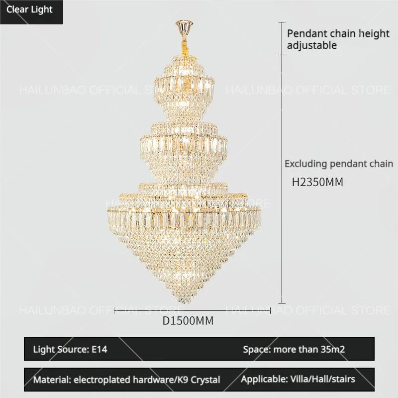 Afralia™ Sparkle Spiral Staircase Chandelier - Modern High Living Room Crystal Light