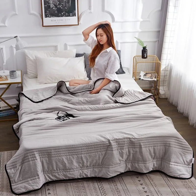 Afralia™ Summer Quilted Thin Blanket for Twin King Bed - Soft & Breathable Bedclothes