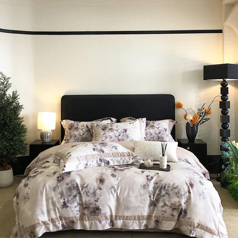 Afralia™ Pastoral Flowers Bedding Set: Duvet Cover, Sheet, Pillowcase - American Style, Digital Print